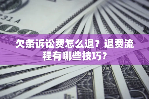 济南欠条诉讼费怎么退？退费流程有哪些技巧？