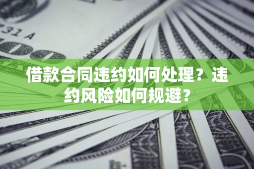 济南借款合同违约如何处理？违约风险如何规避？